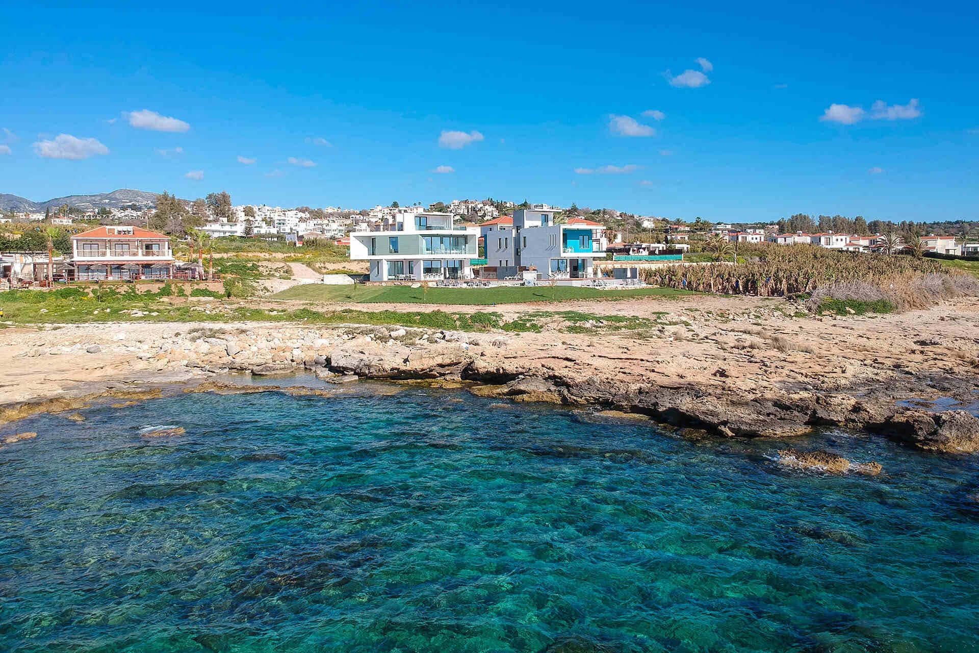 Seafront wedding villa terrace beside the Mediterranean
