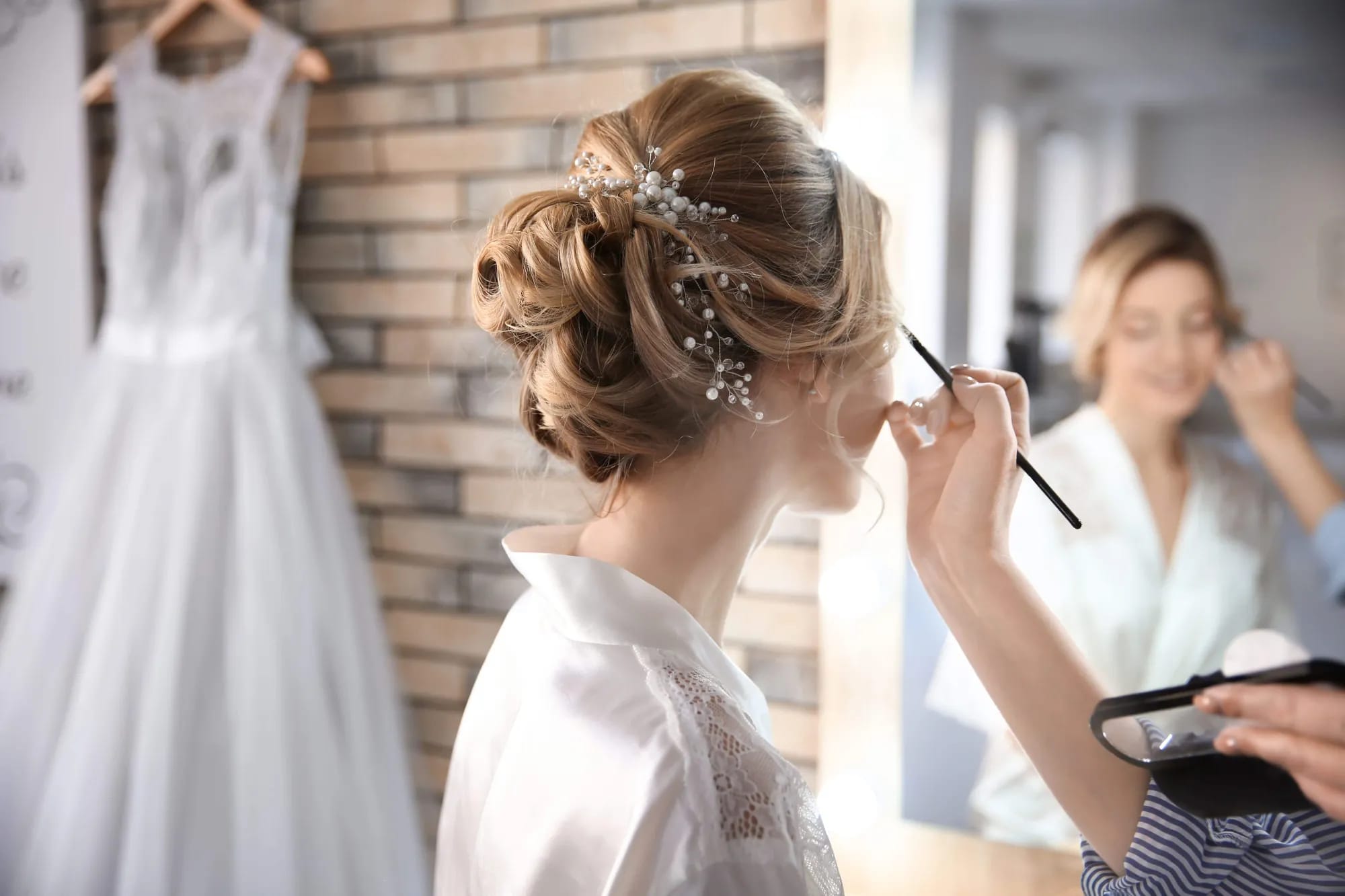 Bridal hair and makeup styling at a Cyprus wedding villa